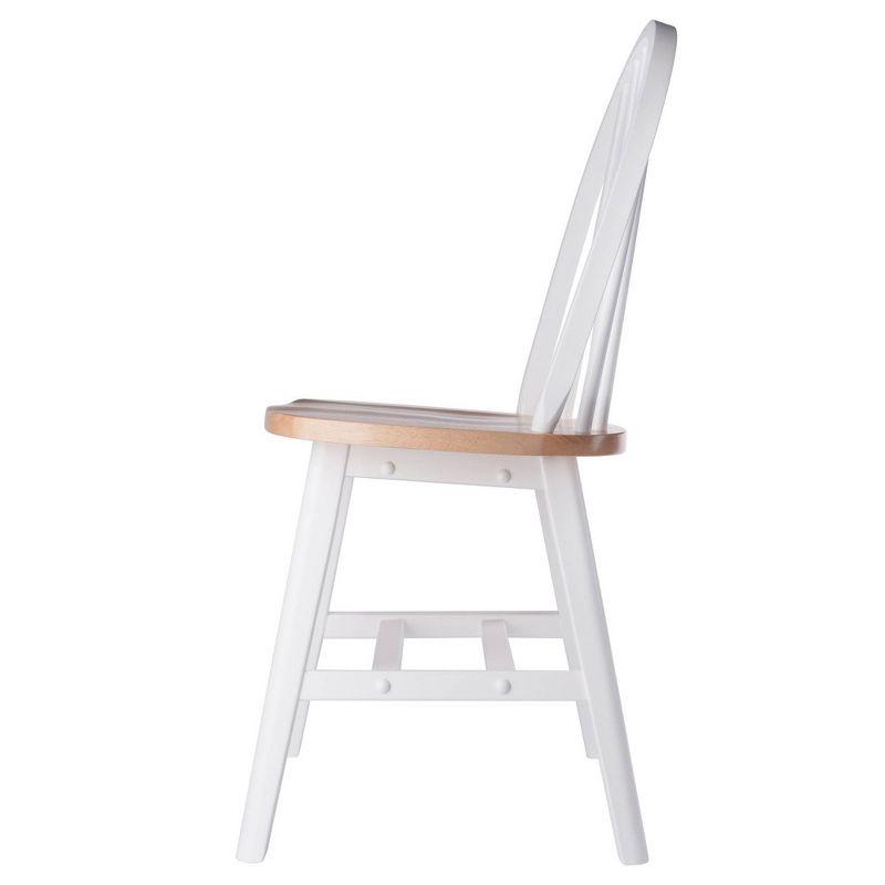 Winsome 2pc Windsor Chair Set Natural/White : Wood Frame, Spot Clean, Transitional Style, No Tools Assembly