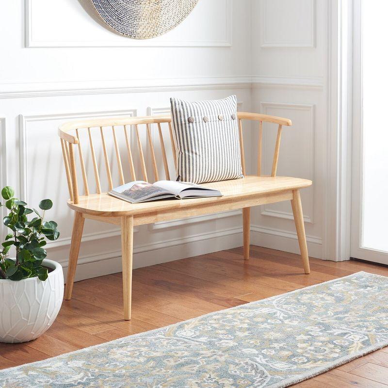 Natural Rubberwood Spindle Back Bench with Tapered Legs