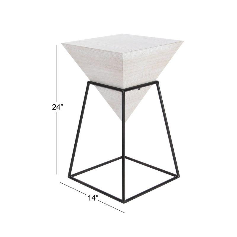 Geometric Accent Table White - Olivia & May: Modern Triangle Side Table, Metal Frame, Wood Top