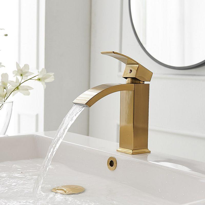 BWE Waterfall Single Hole Single Handle Bathroom Faucet in Brushed Gold