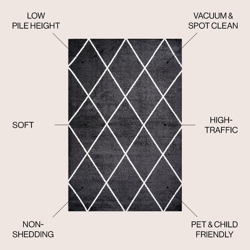 4'x6' Cole Minimalist Diamond Trellis Area Rug, Black/White - JONATHAN Y
