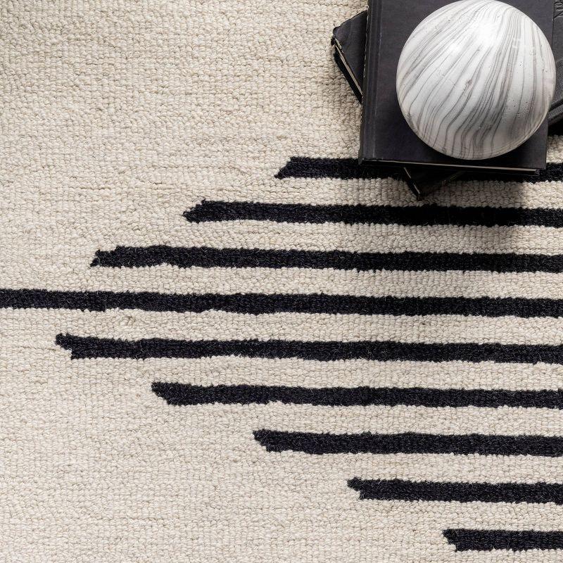 6'x9' Flynn Handmade Contemporary Wool Area Rug Ivory - nuLOOM: Geometric Pattern, Low Pile, Indoor Use, Canvas Backing