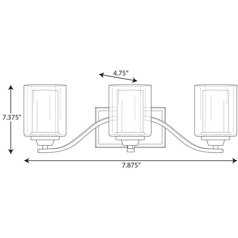 Graphite 3-Light Wall Bracket with Etched Glass Shades