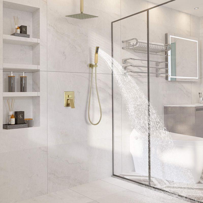 CASAINC 10'' Wall Mounted Shower System with Handheld Sprayer, Brushed Gold