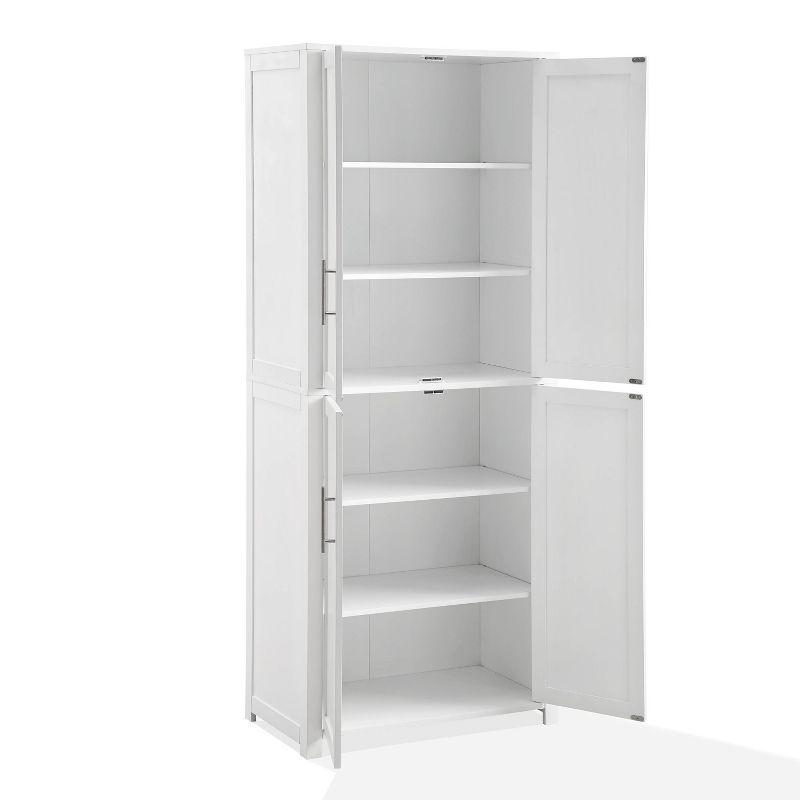 Savannah Tall Pantry White - Crosley: Shaker-Style Doors, 6 Adjustable Shelves, MDF Wood