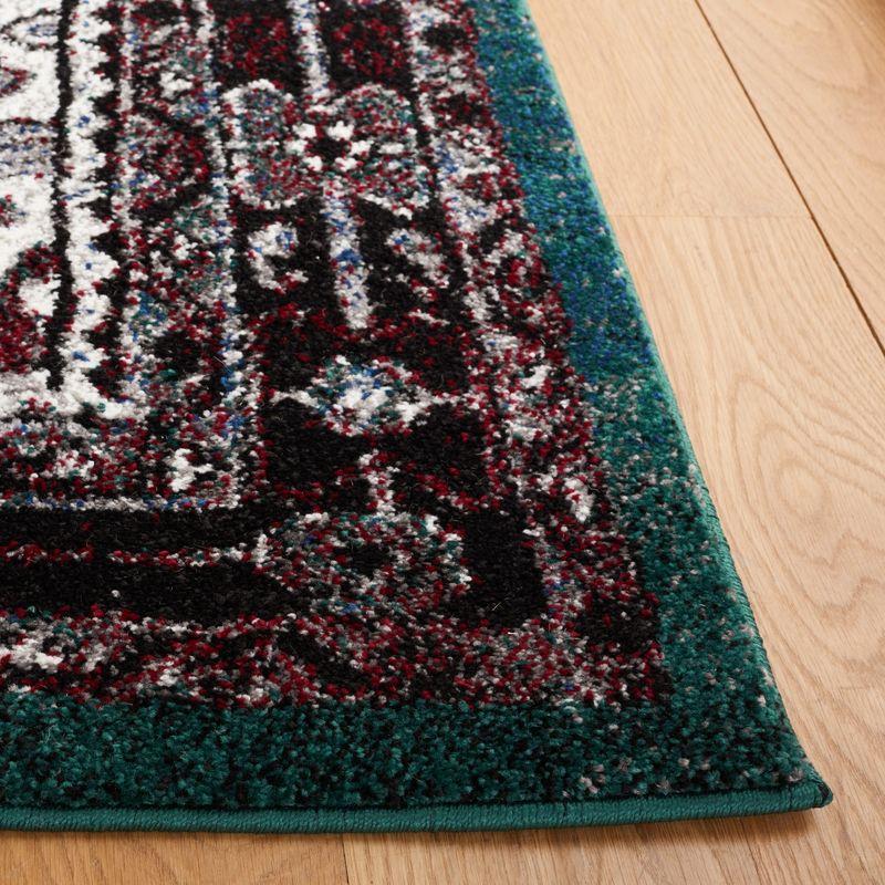 Hand-Knotted Elegance Synthetic Rectangular Rug in Black and Green