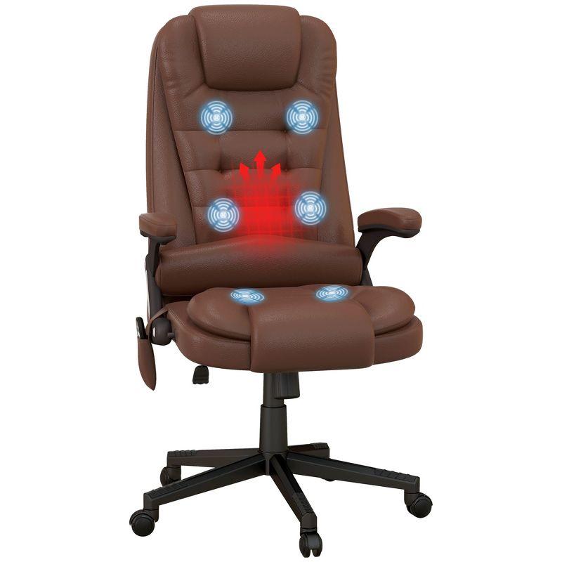HOMCOM High-Back Massage Office Chair, Heated Reclining Computer Chair with Remote, Brown