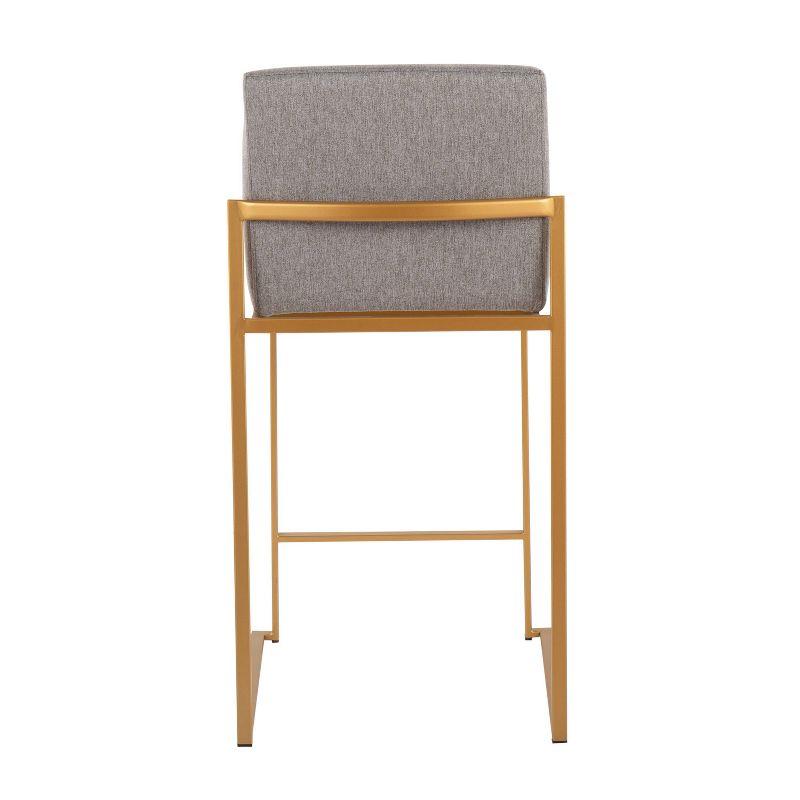 Set of 2 FujiHB Polyester/Steel Counter Height Barstools Gold/Gray - LumiSource