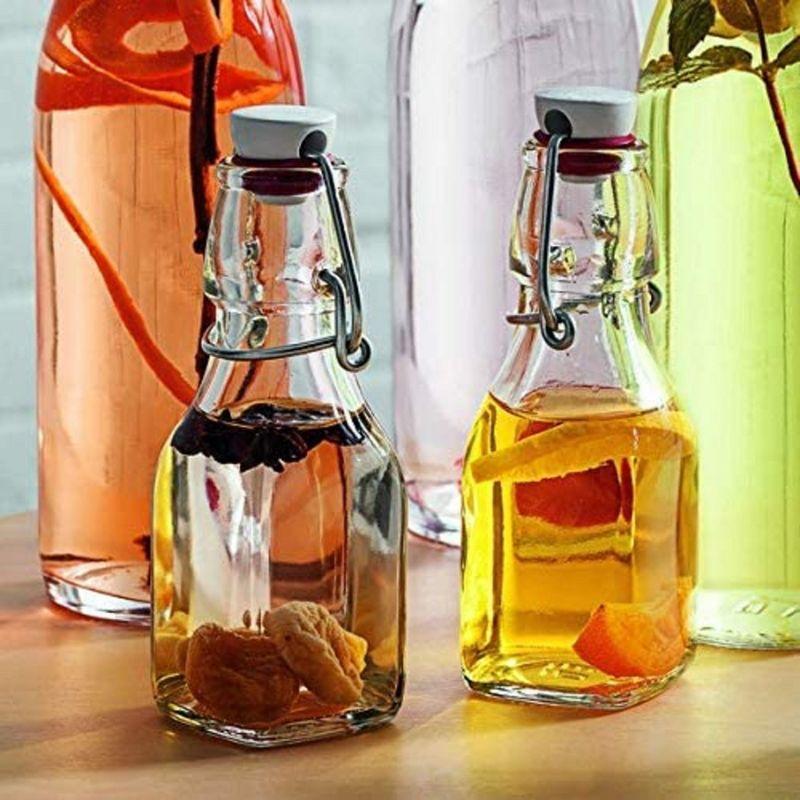 Bormioli Rocco Swing Bottle - 4.25 oz, Recyclable Glass with Airtight Seal - BPA-Free & Dishwasher Safe - Leakproof, Stain Proof Food Storage