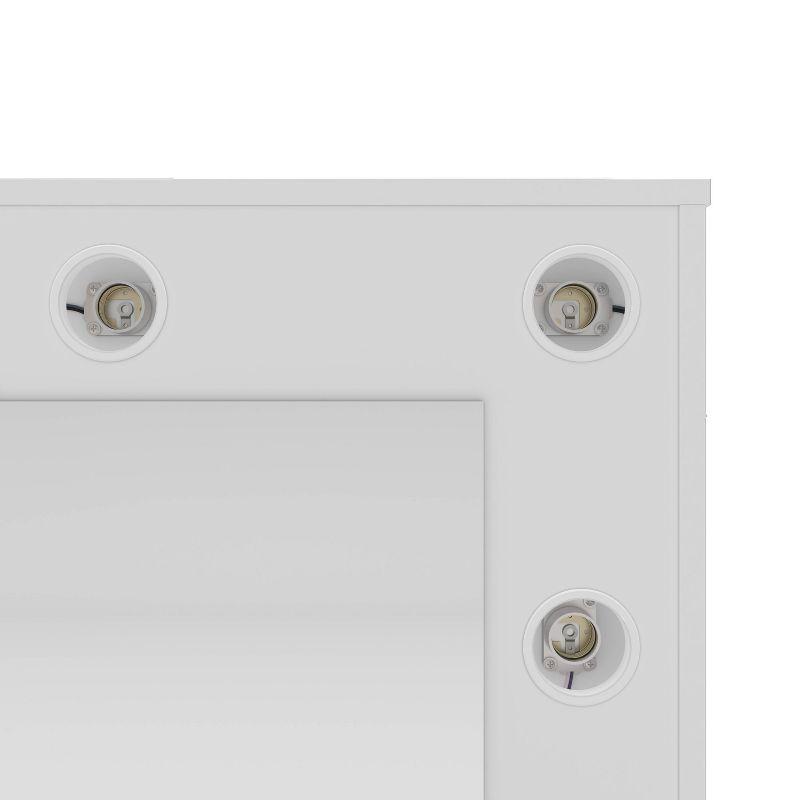 Olivia Vanity Table with Lighted Mirror White - Polifurniture: Modern Design, 6 Drawers, Storage Cabinet