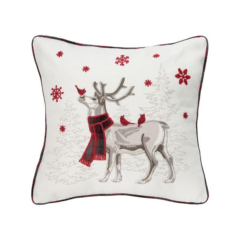 Frosty Deer Embellished Throw Pillow