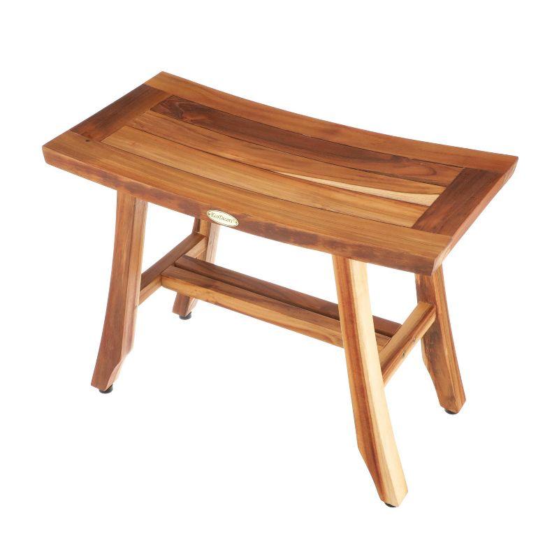 24" Satori ED992 Wide Teak Shower Stool for Shaving Legs - EcoDecors: Rectangular Bathroom Bench, 250lb Capacity