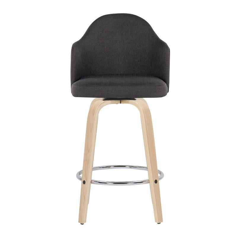 LumiSource Set of 2 Ahoy Polyester/Metal/Wood Counter Height Barstools Natural/Chrome/Charcoal