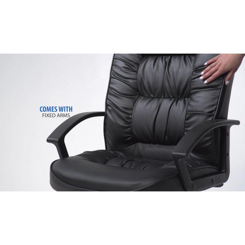 High Back LeatherPlus Chair Black - Boss Office Products: Ergonomic, Adjustable, Swivel, Casters/Wheels