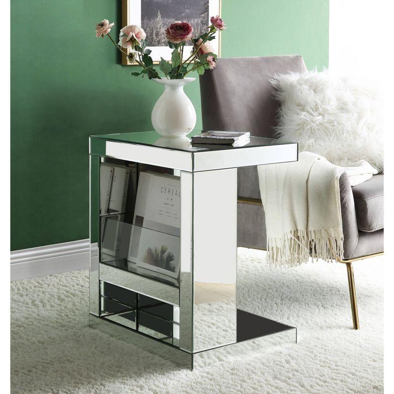 20" Meria Accent Table Mirrored/Clear Glass - Acme Furniture