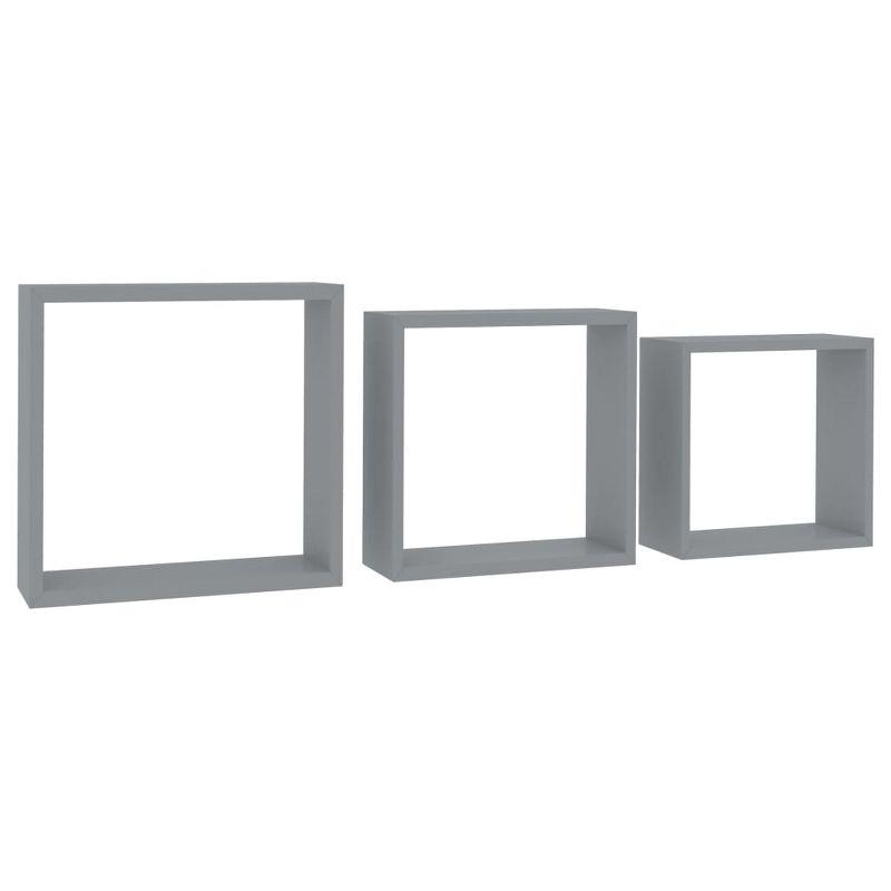 vidaXL Wall Cube Shelves 3 pcs Gray 11.8" x 3.9" x 11.8" MDF