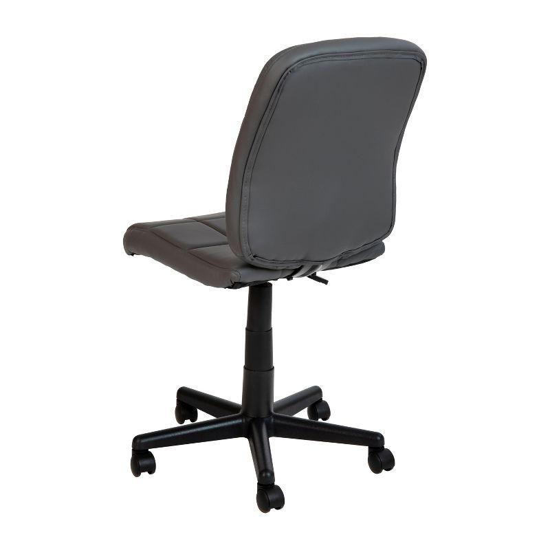 Sleek Modern Gray Vinyl Armless Swivel Task Chair