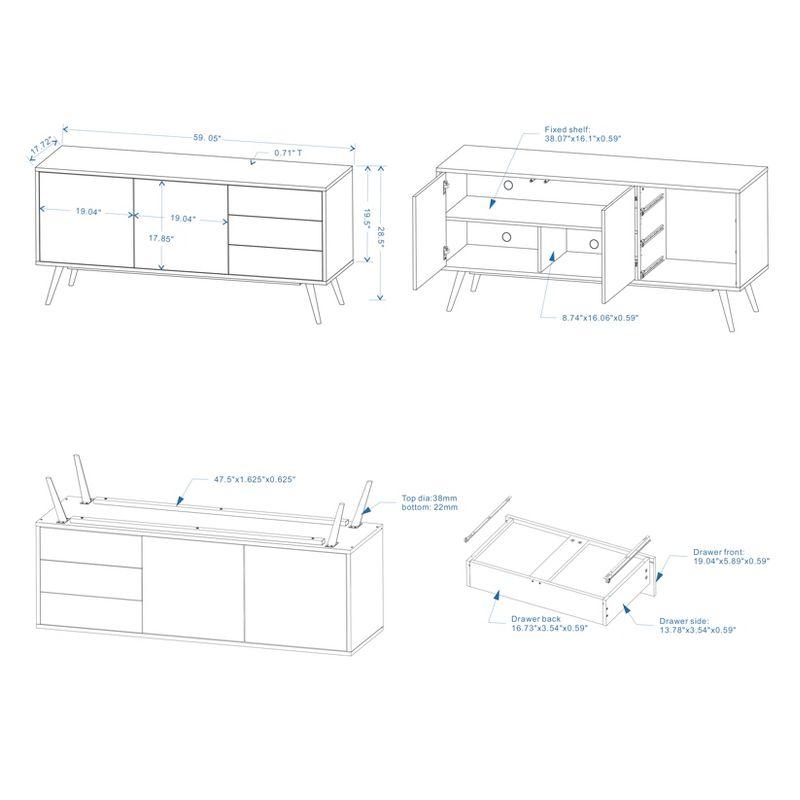 Glenwillow Home Atlas 59" Mid-Century Modern Buffet/Sideboard/TV Console