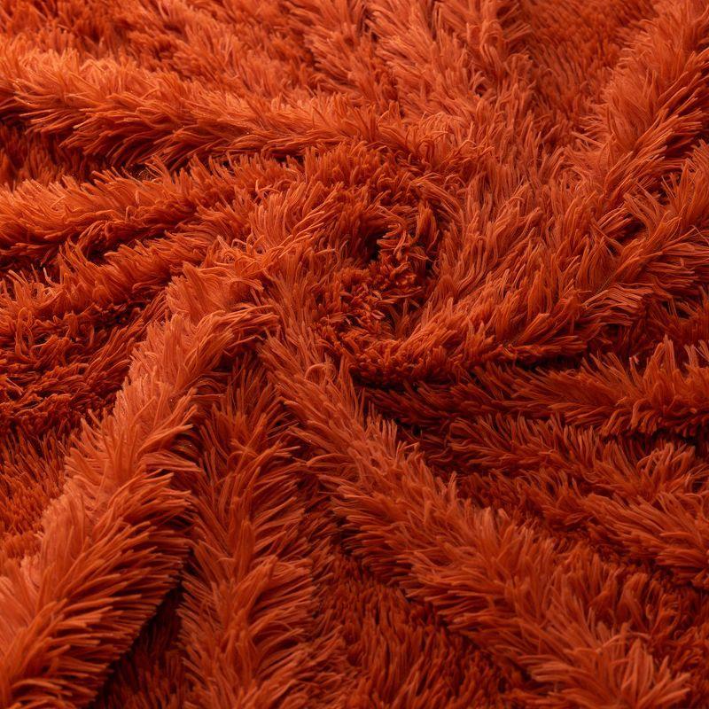 Cheer Collection Long Shaggy Hair Throw Blanket - Rust (60" x 70")