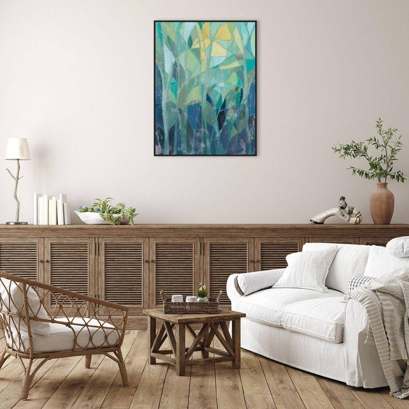 Amanti Art 32"x42" Stained Glass Forest I by Grace Popp Framed Canvas Wall Art Print: Modern Abstract Landscape
