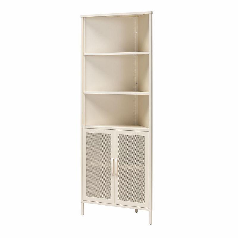 Novogratz Channing Corner Storage Cabinet with 2 Doors, Parchment
