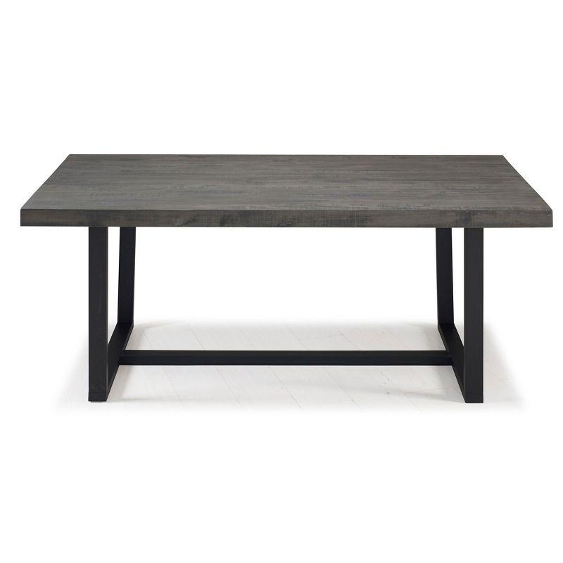 72" Modern Farmhouse Solid Wood Distressed Plank Top Dining Table Gray - Saracina Home