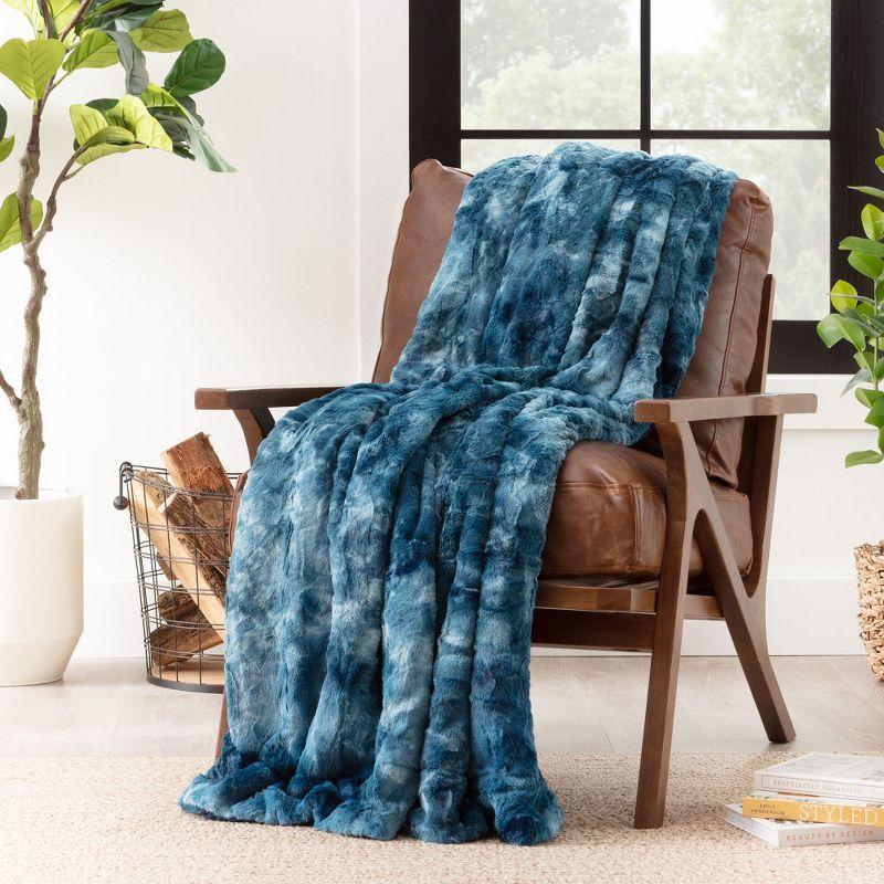 Chanasya Wolf Faux Fur Throw Blanket with Plush Faux Shearling Side