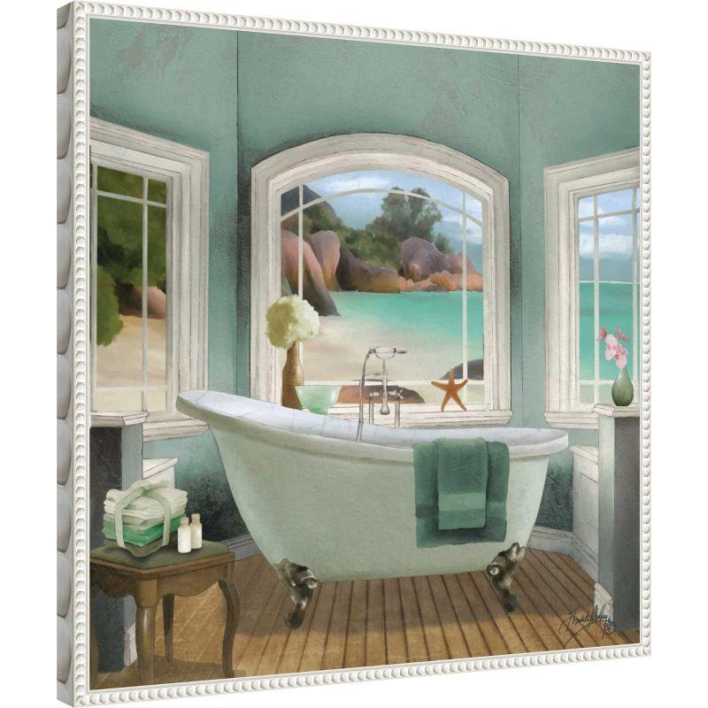 Amanti Art Oceanview Bath II by Elizabeth Medley Canvas Wall Art Print Framed 22 x 22-in.