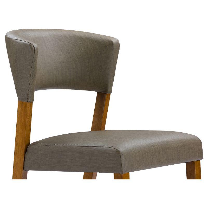 Gray Faux Leather and Walnut Wood Mid-Century Dining Chairs