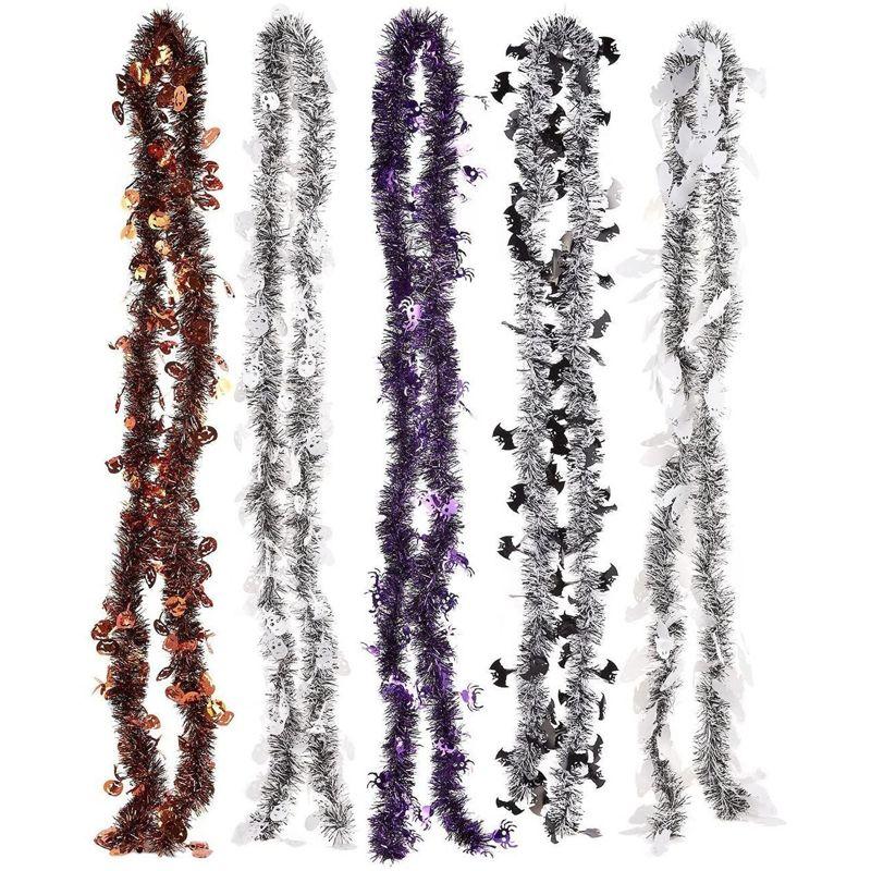 Halloween Tinsel Garland Set with Spooky Designs, 6.6 Feet