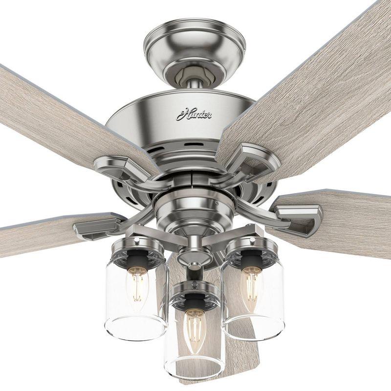 Devon Park 52" 5 - Blade Farmhouse Indoor Ceiling Fan with LED Mason Jar Lights and Handheld Remote