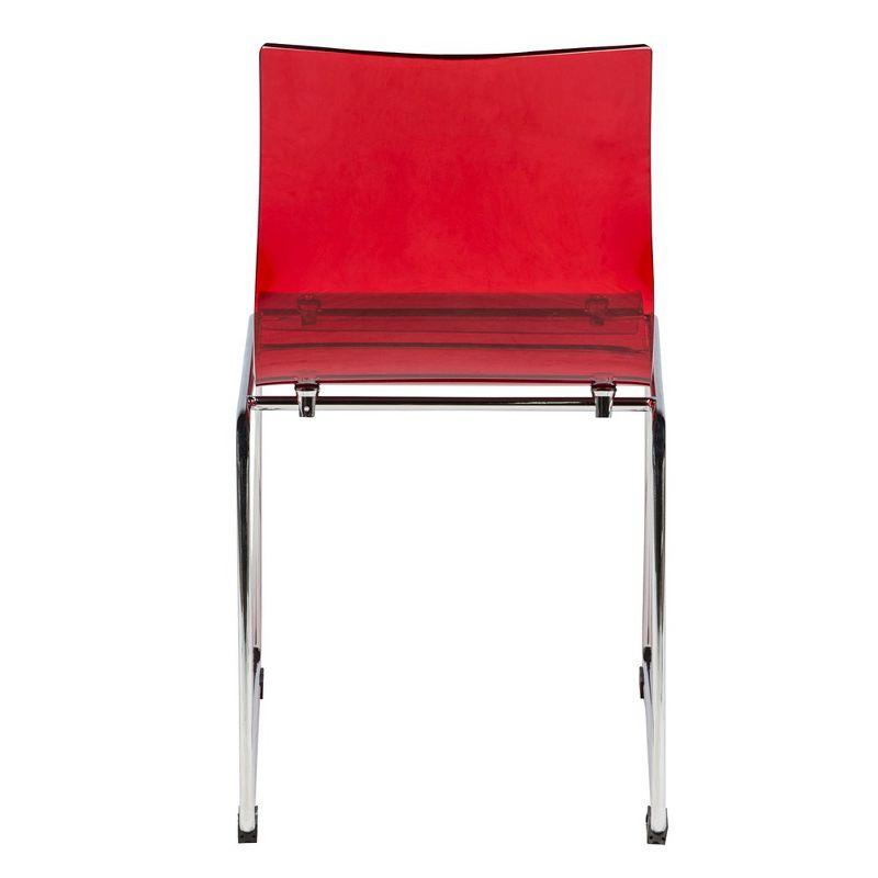 Lima Transparent Red Acrylic and Metal Dining Chairs, Set of 4