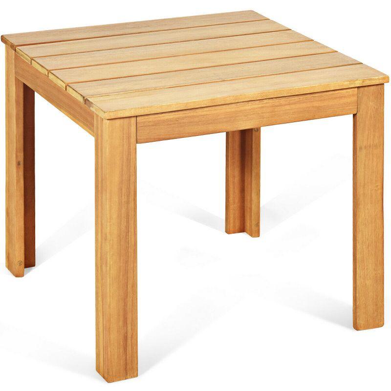 Costway Wooden Square Side End Table Patio Coffee Bistro Table Indoor Outdoor Natural