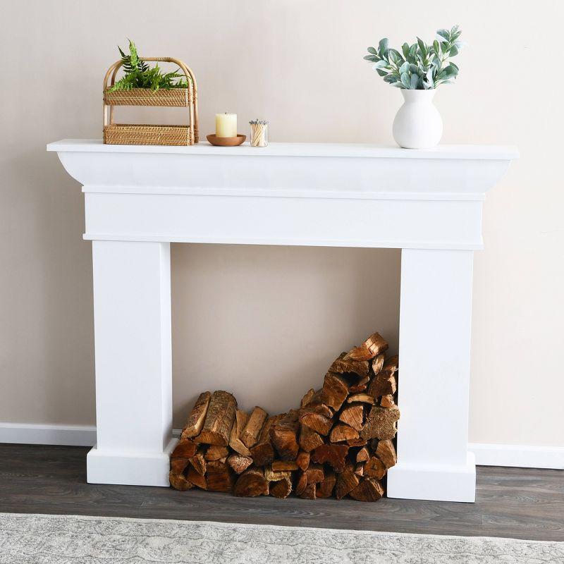 Storied Home Monolith Decorative Fireplace Mantel White: Fir Wood & MDF, Wall Mount, 49.625"H