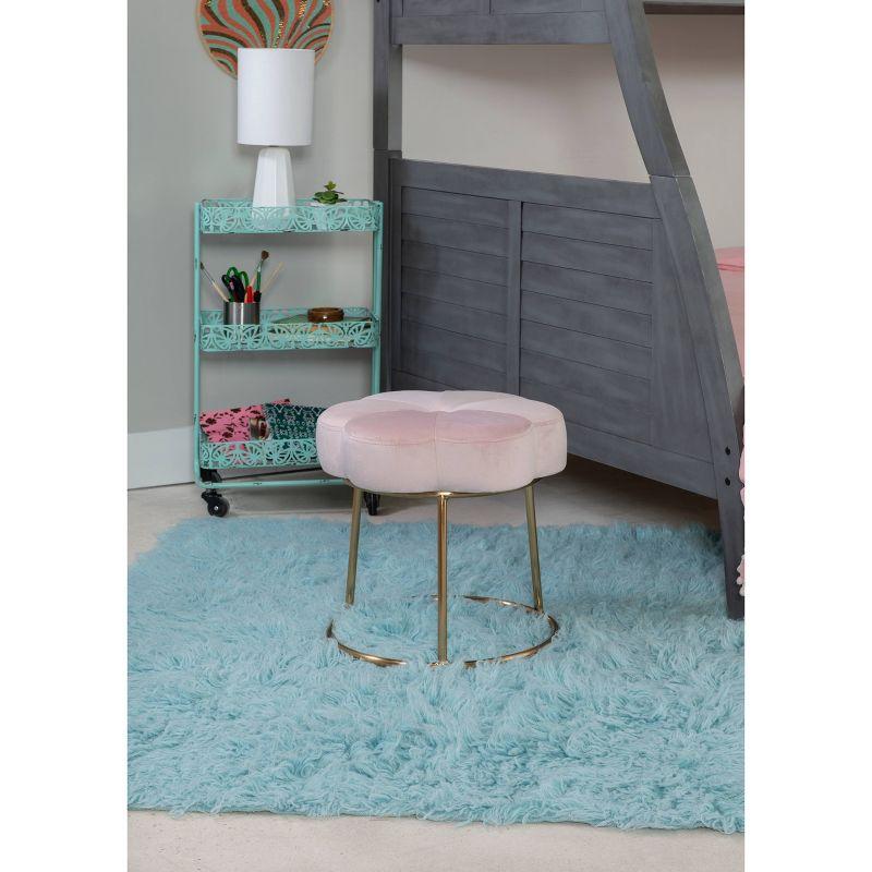 Seraphina Glam Faux Shearling Vanity Stool with Metal Flower, No Assembly - Linon