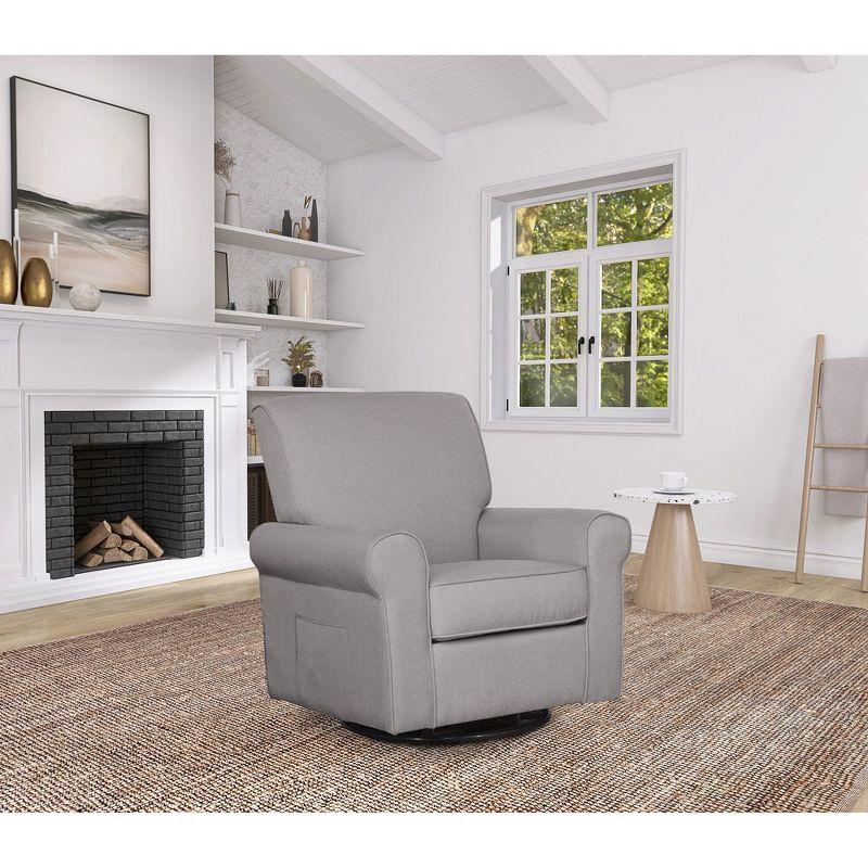 Fossil Gray Polyester Swivel Glider Accent Chair