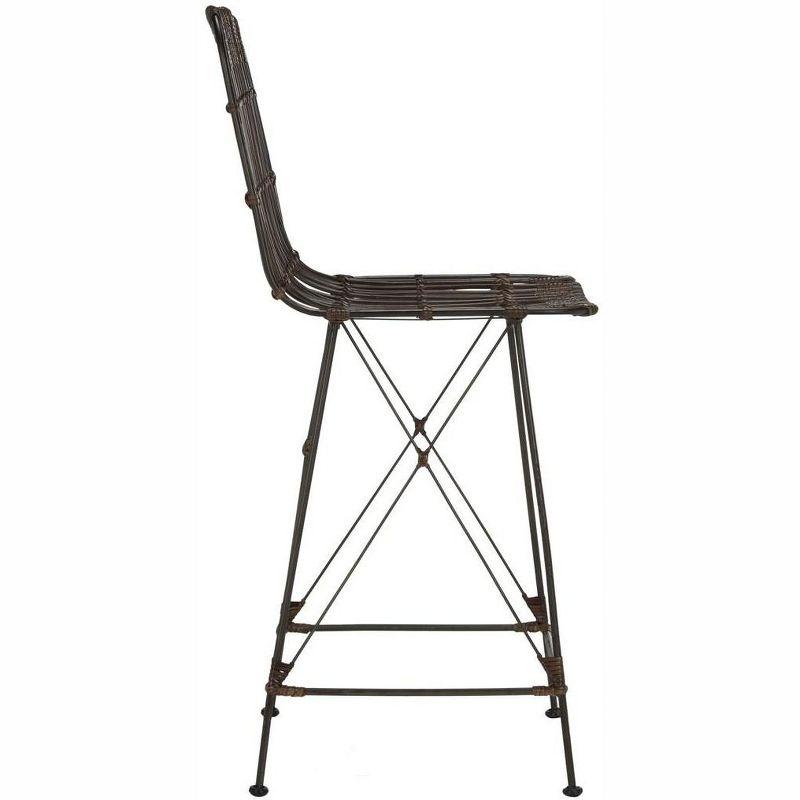 Minerva Wicker Counter Stool (Set of 2) - WIK6509 - Brown/Black - Safavieh