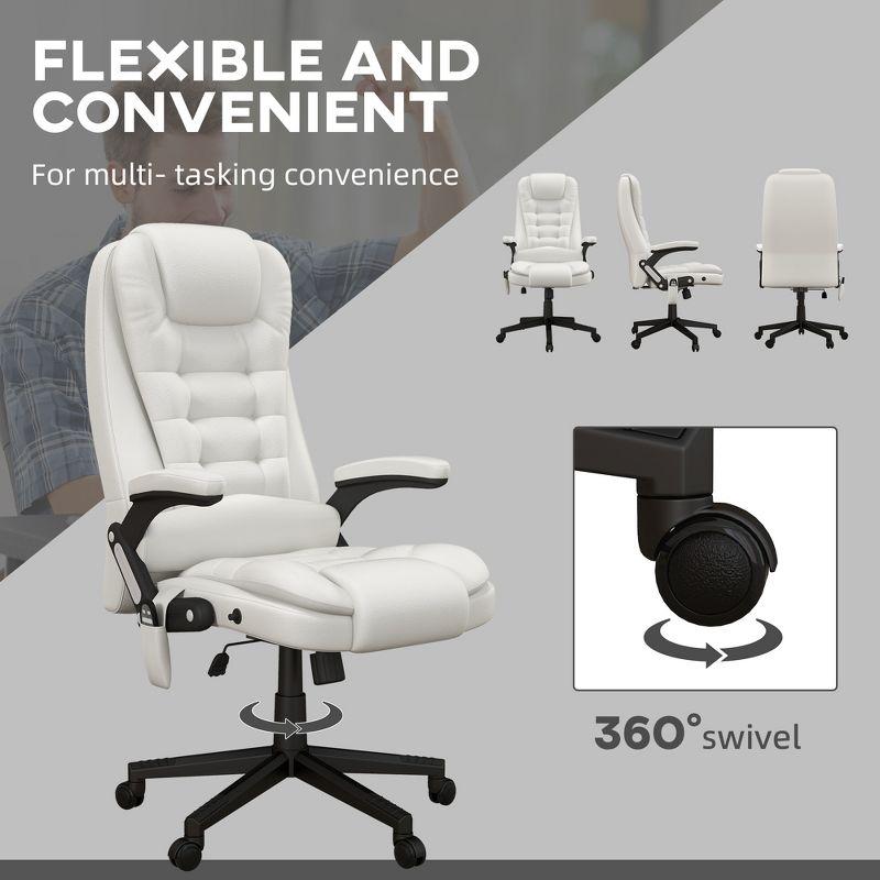 HOMCOM High-Back Massage Office Chair, Heated Reclining Computer Chair with Remote, White