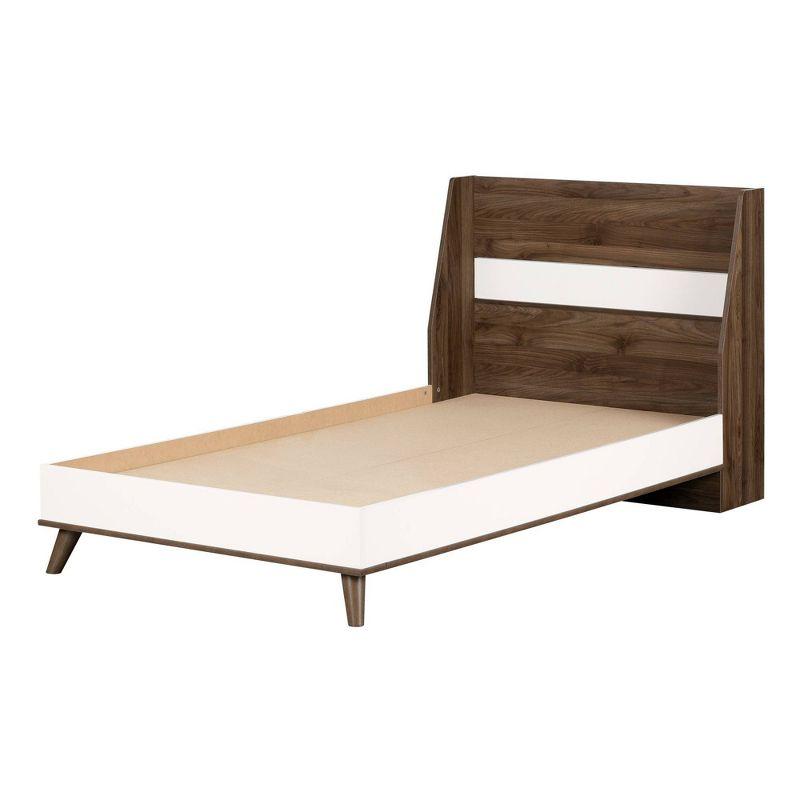 Yodi Twin Natural Walnut and White Wood Frame Bed