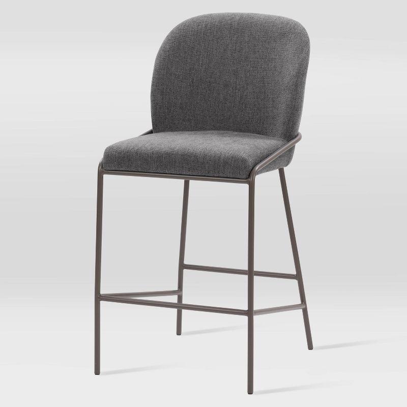 Blakeley Counter Height Barstool Dark Gray - CorLiving: Contemporary 26" High Back, Iron Legs