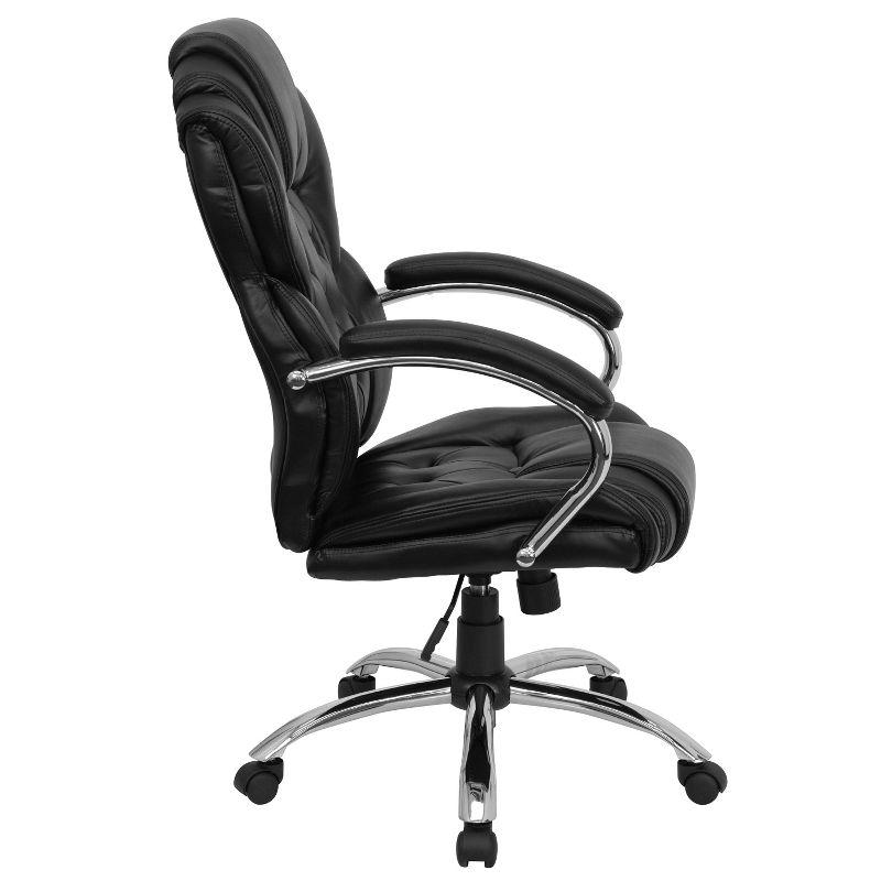 ErgoExec High-Back Black LeatherSoft Swivel Office Chair with Chrome Base