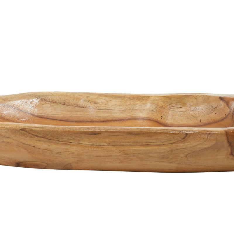 Olivia & May 5" x 28" Canoe Shaped Teak Wood Bowl Natural: Handcrafted Centerpiece, Novelty Shape, Table Decor