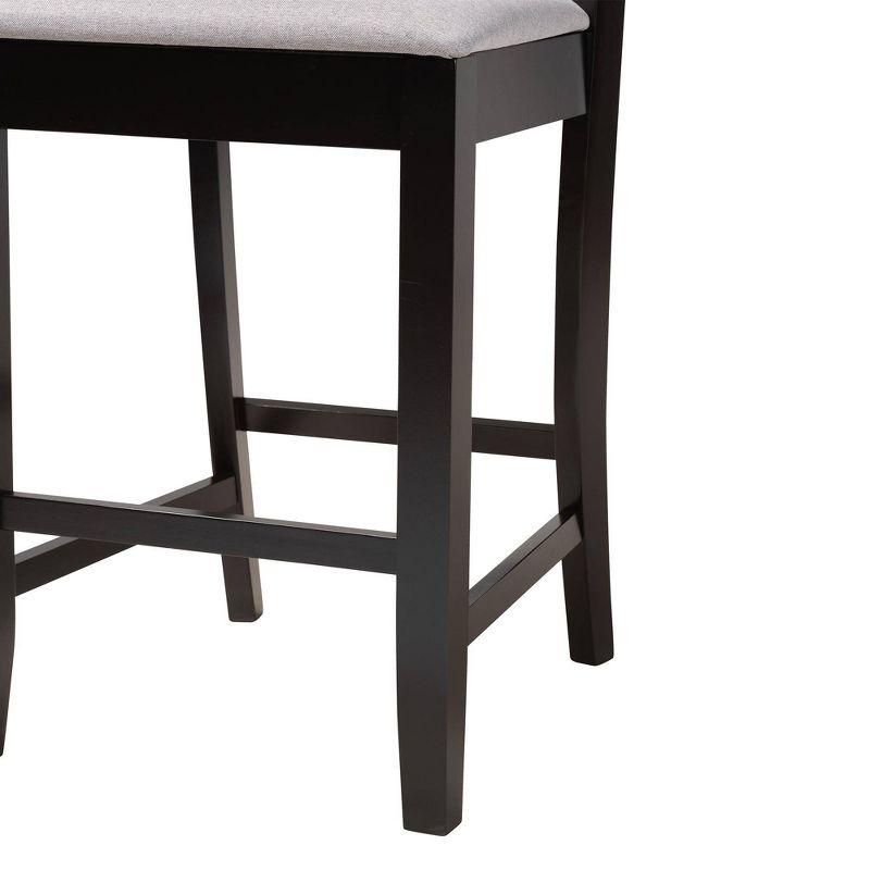 Set of 2 Deanna Fabric and Wood Counter Stools Gray/Dark Brown - Baxton Studio: Upholstered Rectangle, Rubberwood Frame, 25.4" Seat Height