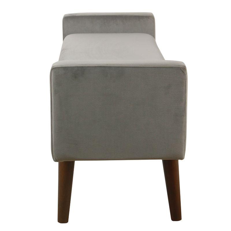 Gray Velvet Mid-Century Modern Storage Bench