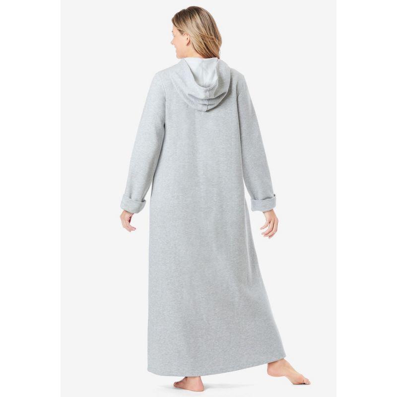 Dreams & Co. Women's Plus Size Petite Long Hooded Fleece Sweatshirt Robe