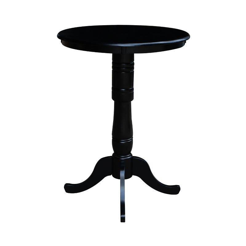 30" Round Black Wood Bar Height Pedestal Table