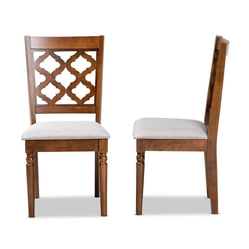 2pc Ramiro Fabric and Wood Dining Chairs Set Gray/Brown - Baxton Studio