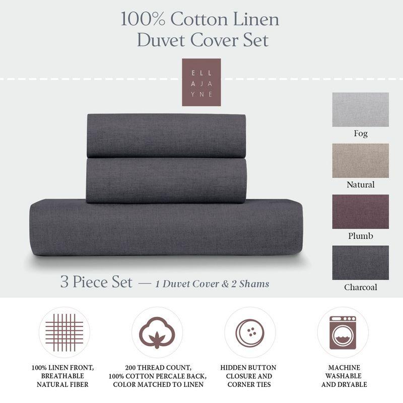 French Linen Cotton 3-Piece Duvet Cover Set