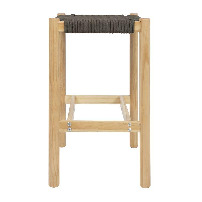 Storied Home Fernway Solid Wood and Woven Rope Counter Height Barstool