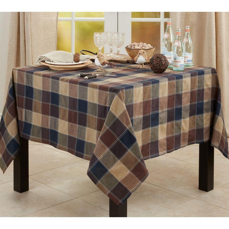 Saro Lifestyle Cotton And Poly Blend Stitched Plaid Tablecloth